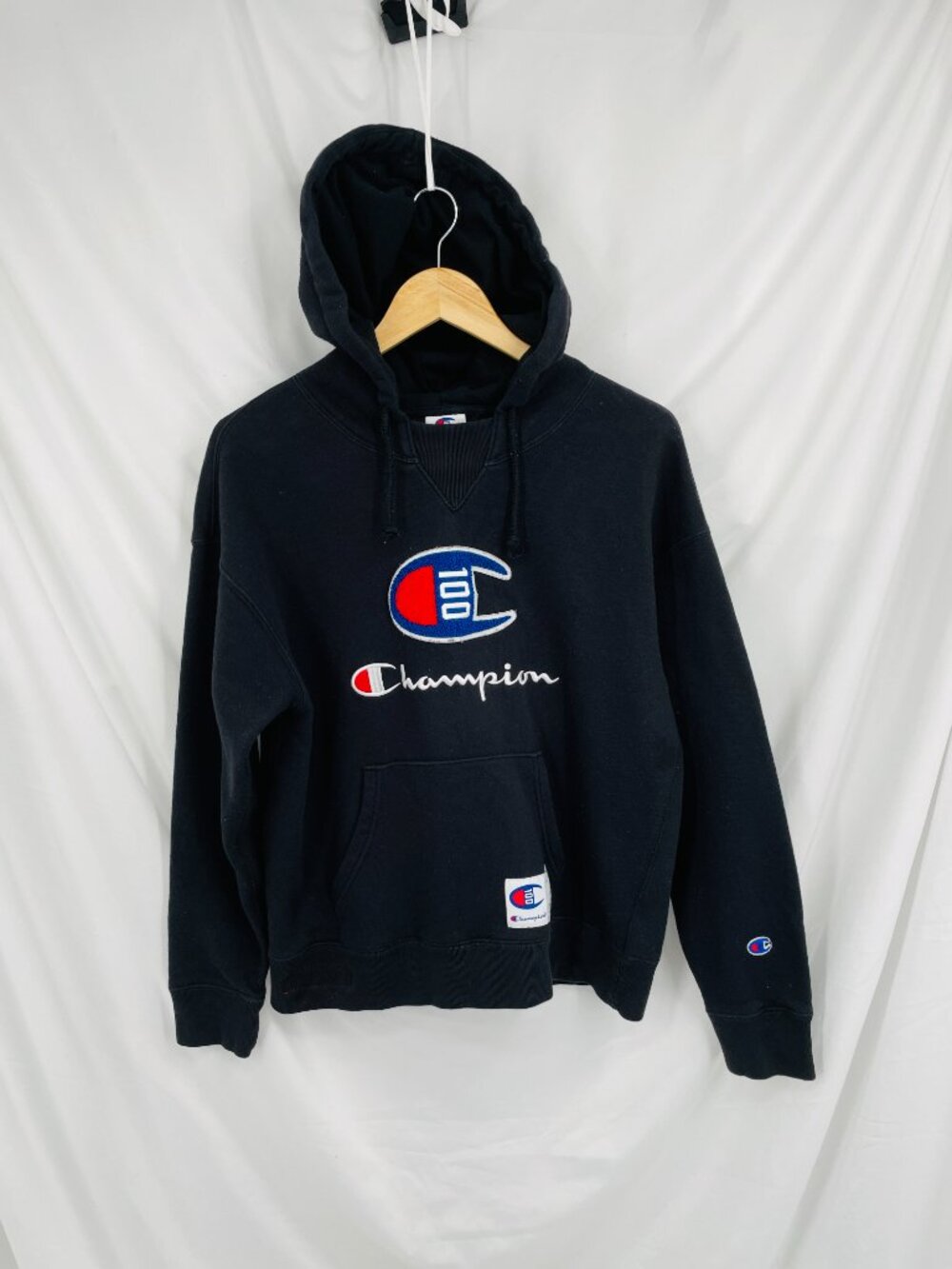 Champion Embroidered Reverse Weave Black Hoodie